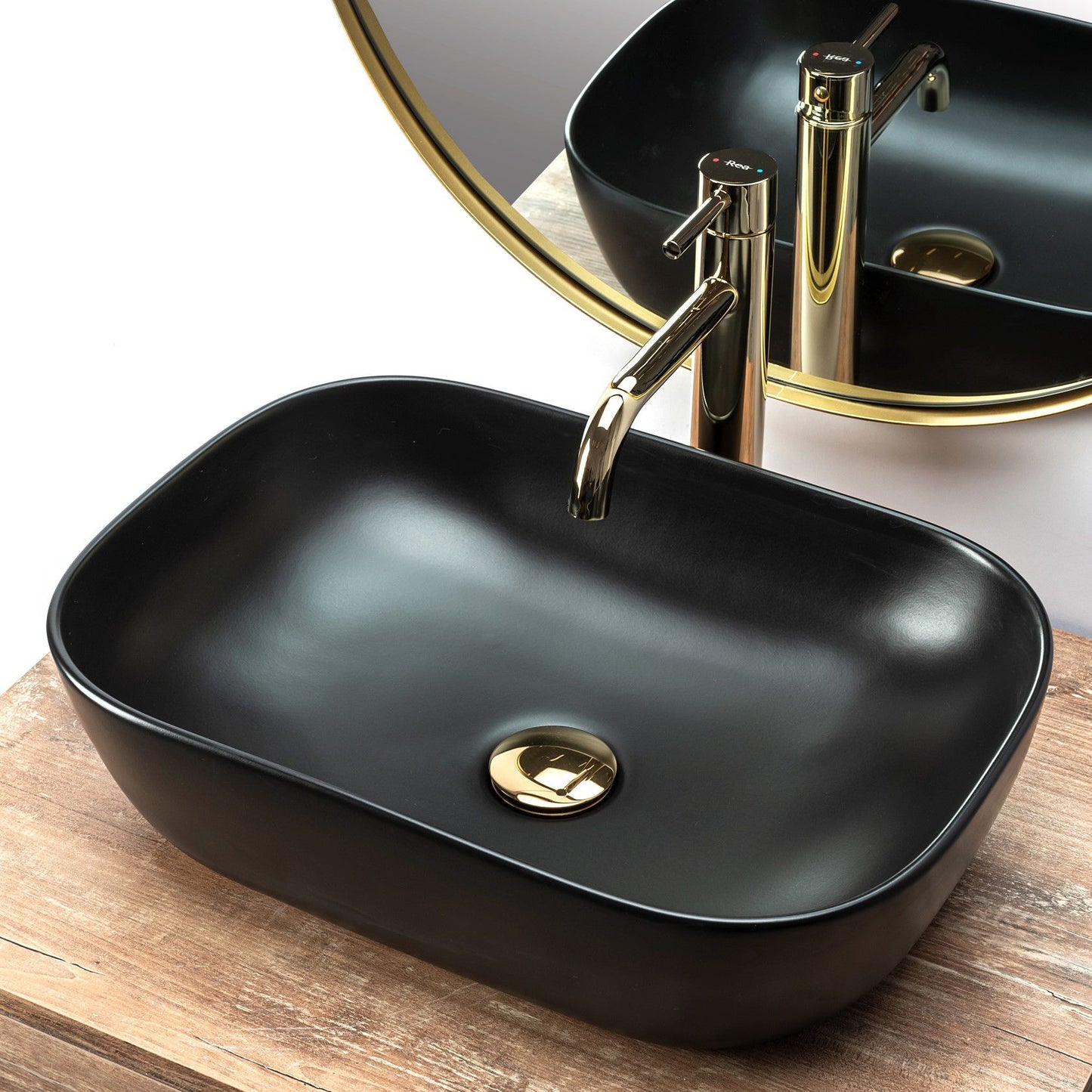 Lavoar blat Rea Belinda Black, 46.5X33.5cm, ceramica sanitara - MarbelOn