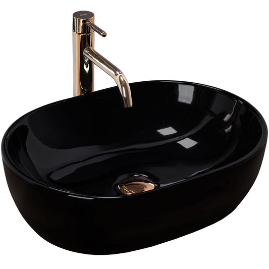 Lavoar blat Rea Amelia Black, 48x34.5cm, ceramica sanitara - MarbelOn