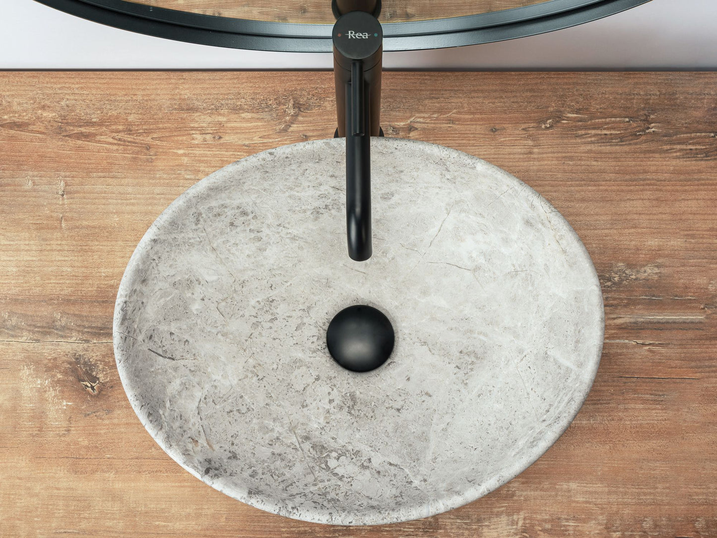Lavoar blat Rea Sofia Light Stone, 41x34.5cm, ceramica sanitara - MarbelOn