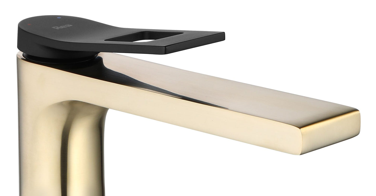 Baterie lavoar Rea Soul Gold, 29 cm, alama, finisaj auriu&negru mat