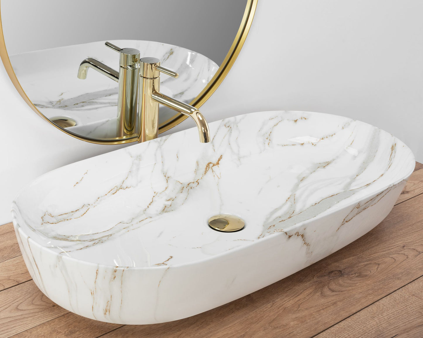 Lavoar blat Rea Cleo Shiny Aiax, 81x41cm, ceramica sanitara