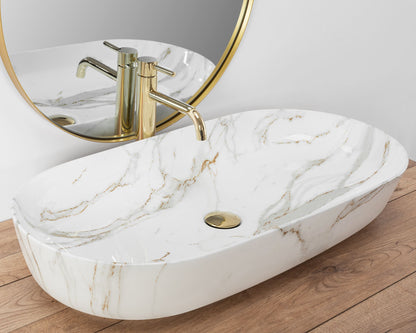 Lavoar blat Rea Cleo Shiny Aiax, 81x41cm, ceramica sanitara