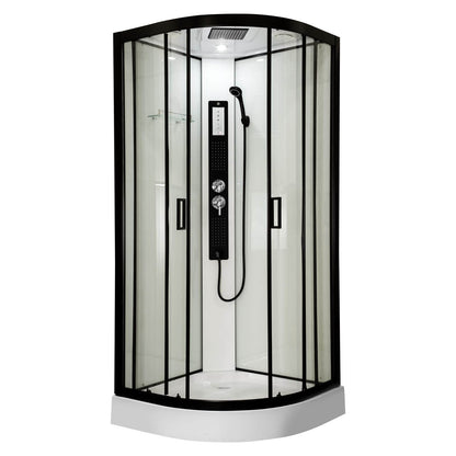 Cabina de dus cu hidromasaj Petrus, 90x90x216 cm, panou de control, finisaj negru - MarbelOn