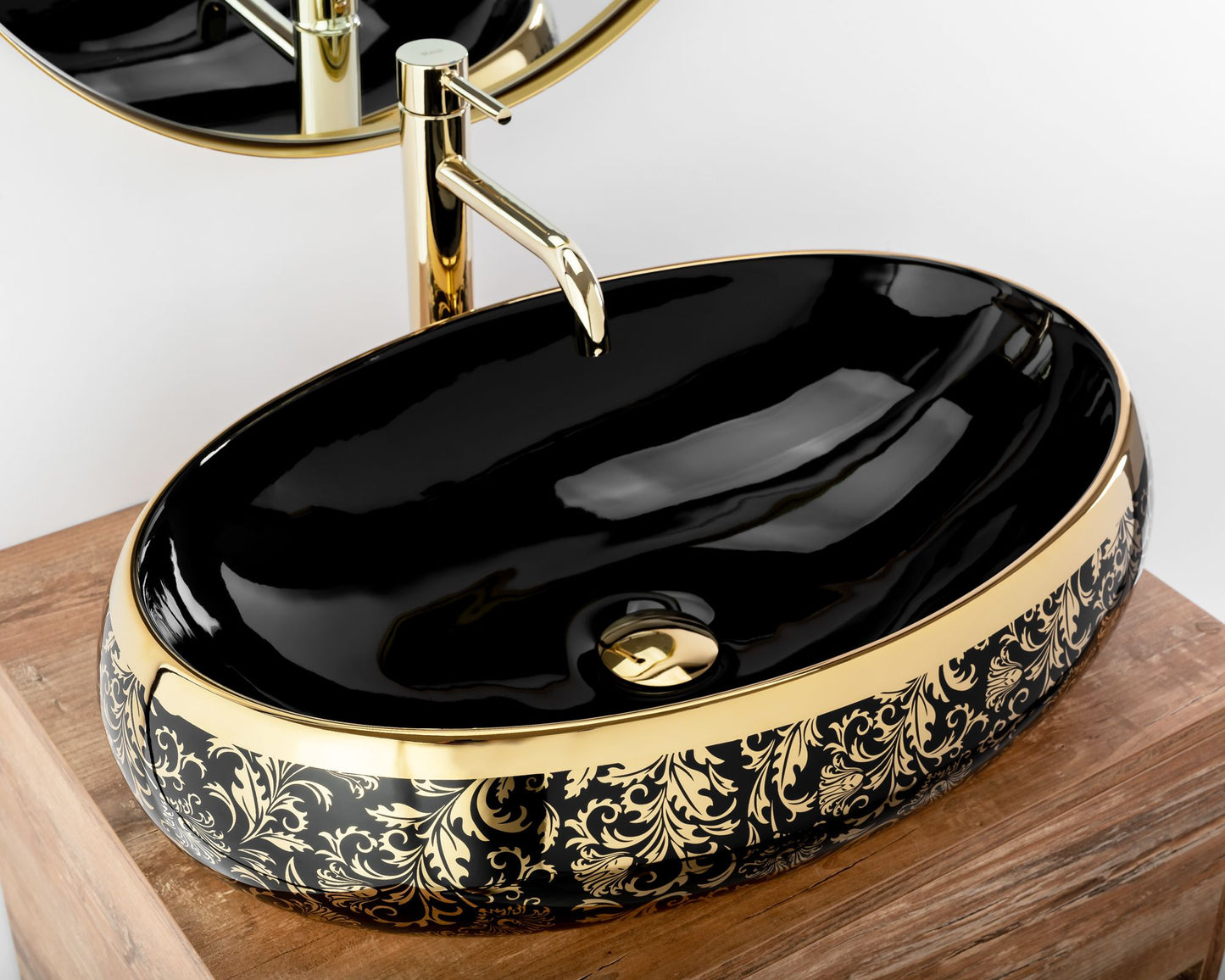 Lavoar blat Rea Meryl Black&Gold, 60x40.5cm, ceramica sanitara - MarbelOn