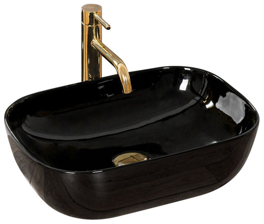 Lavoar blat Rea Belinda Black, 46.5x33.5cm, ceramica sanitara - MarbelOn