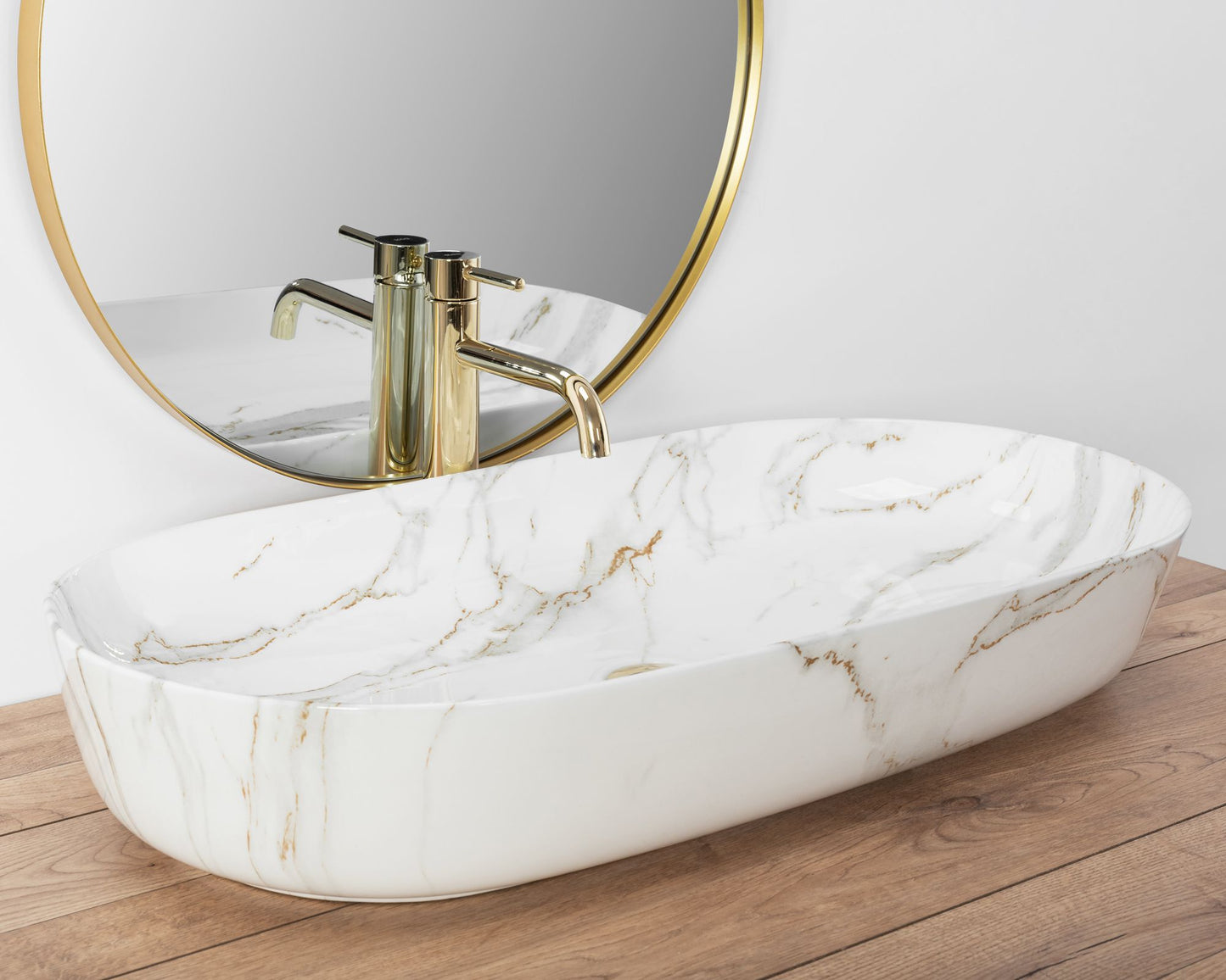 Lavoar blat Rea Cleo Shiny Aiax, 81x41cm, ceramica sanitara