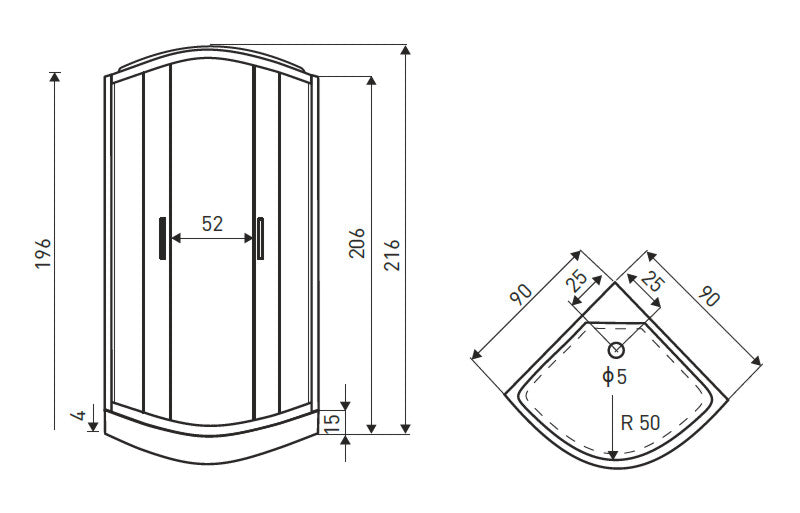 Cabina de dus cu hidromasaj Petrus, 90x90x216 cm, panou de control, finisaj negru - MarbelOn
