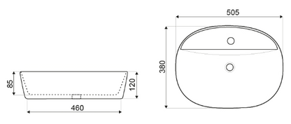Lavoar blat KR-09, 50x38, negru mat, ceramica sanitara