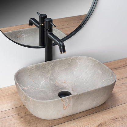 Lavoar blat Rea Livia Beige, 46.5x33.5cm, ceramica sanitara - MarbelOn