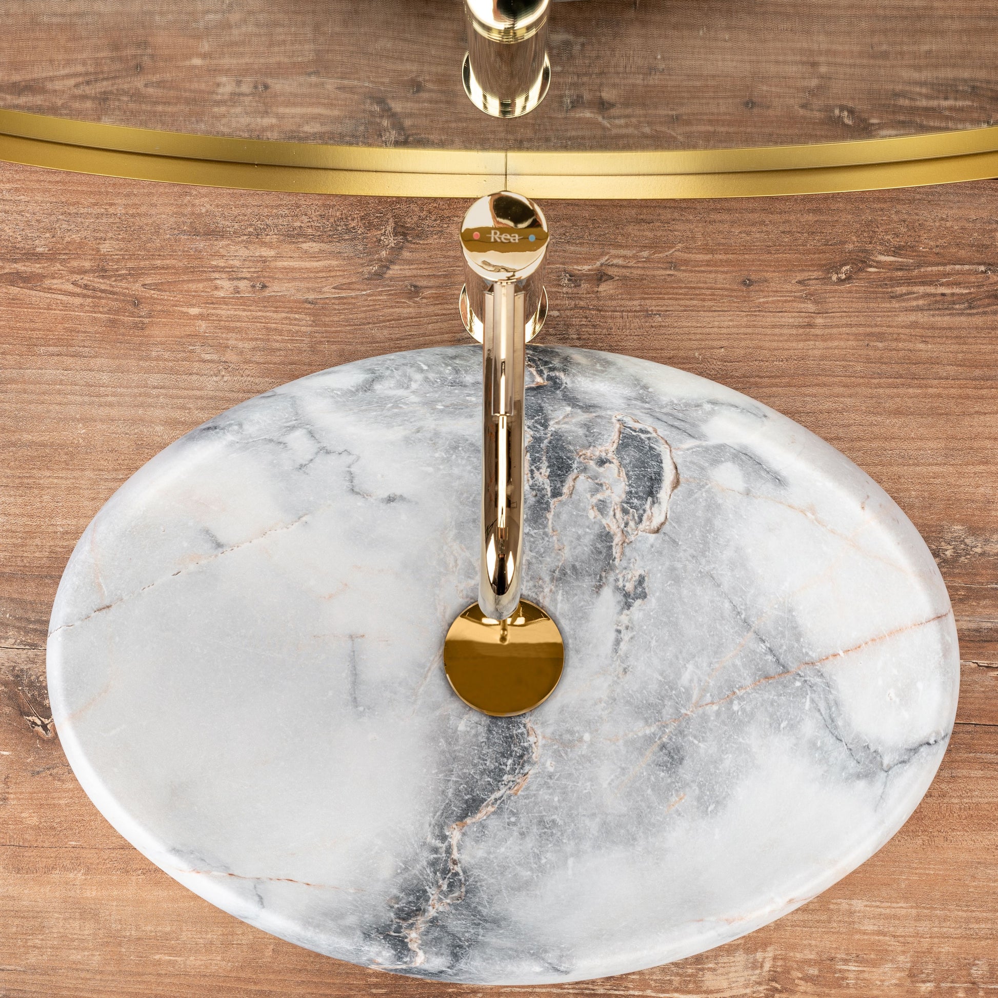 Lavoar blat Rea Linda Granit Mat, 48.5x34cm, ceramica sanitara - MarbelOn