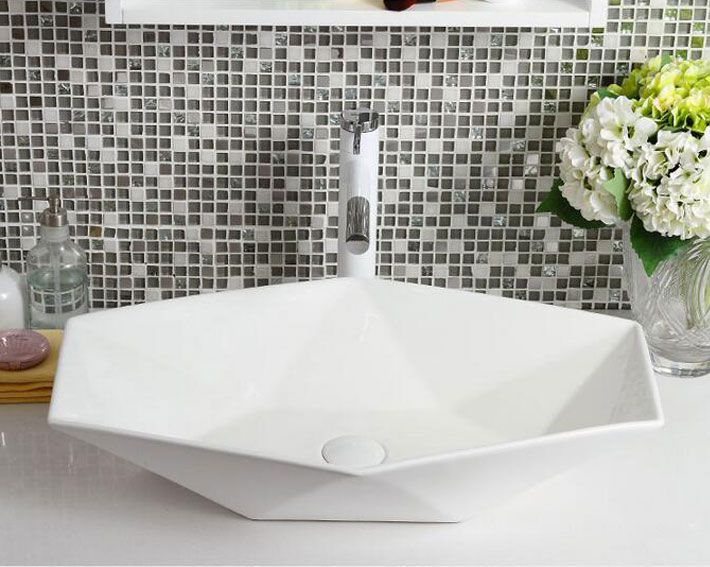 Lavoar blat Rea Vegas White, 57x37cm, ceramica sanitara - MarbelOn