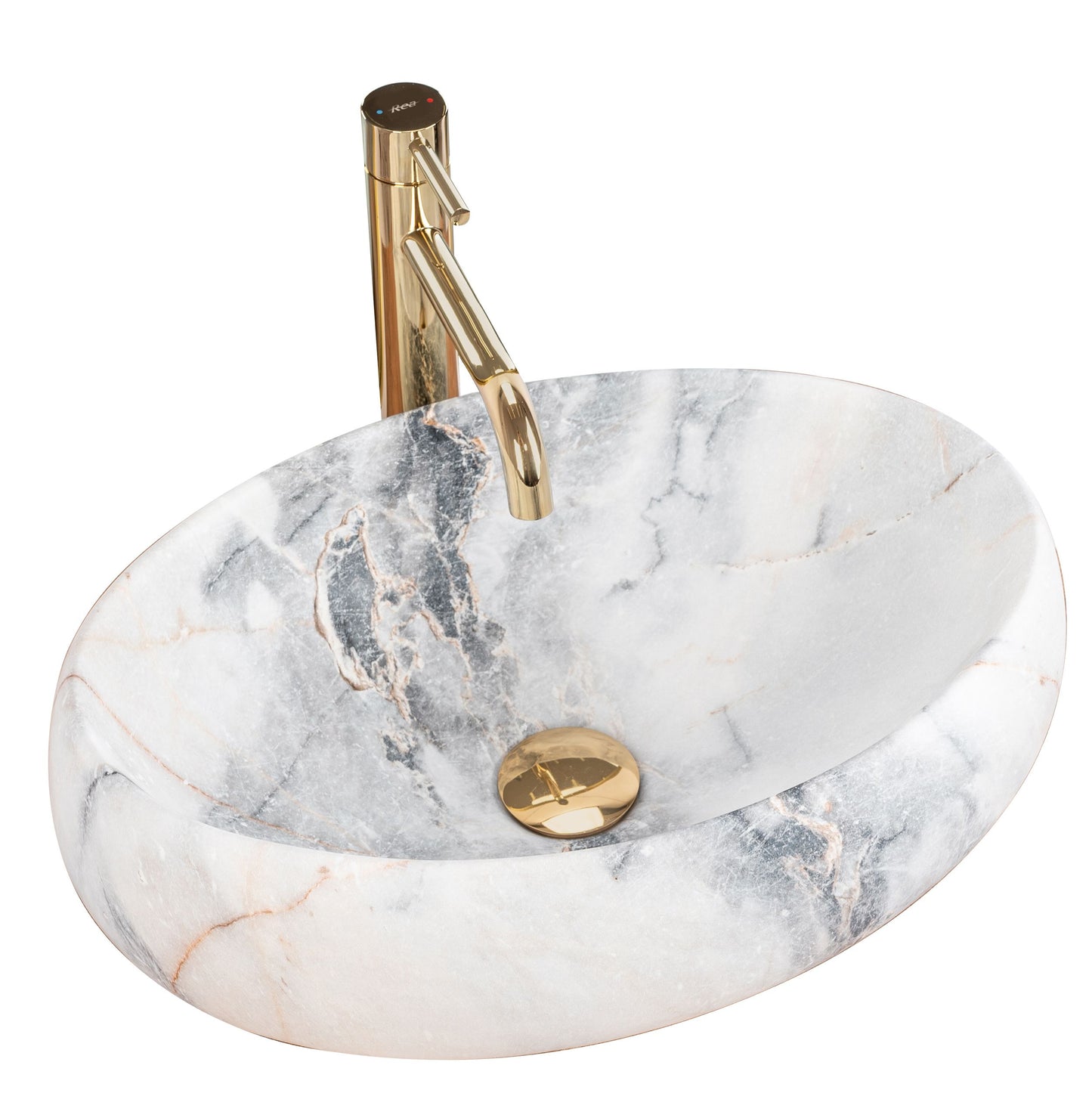 Lavoar blat Rea Linda Granit Mat, 48.5x34cm, ceramica sanitara - MarbelOn