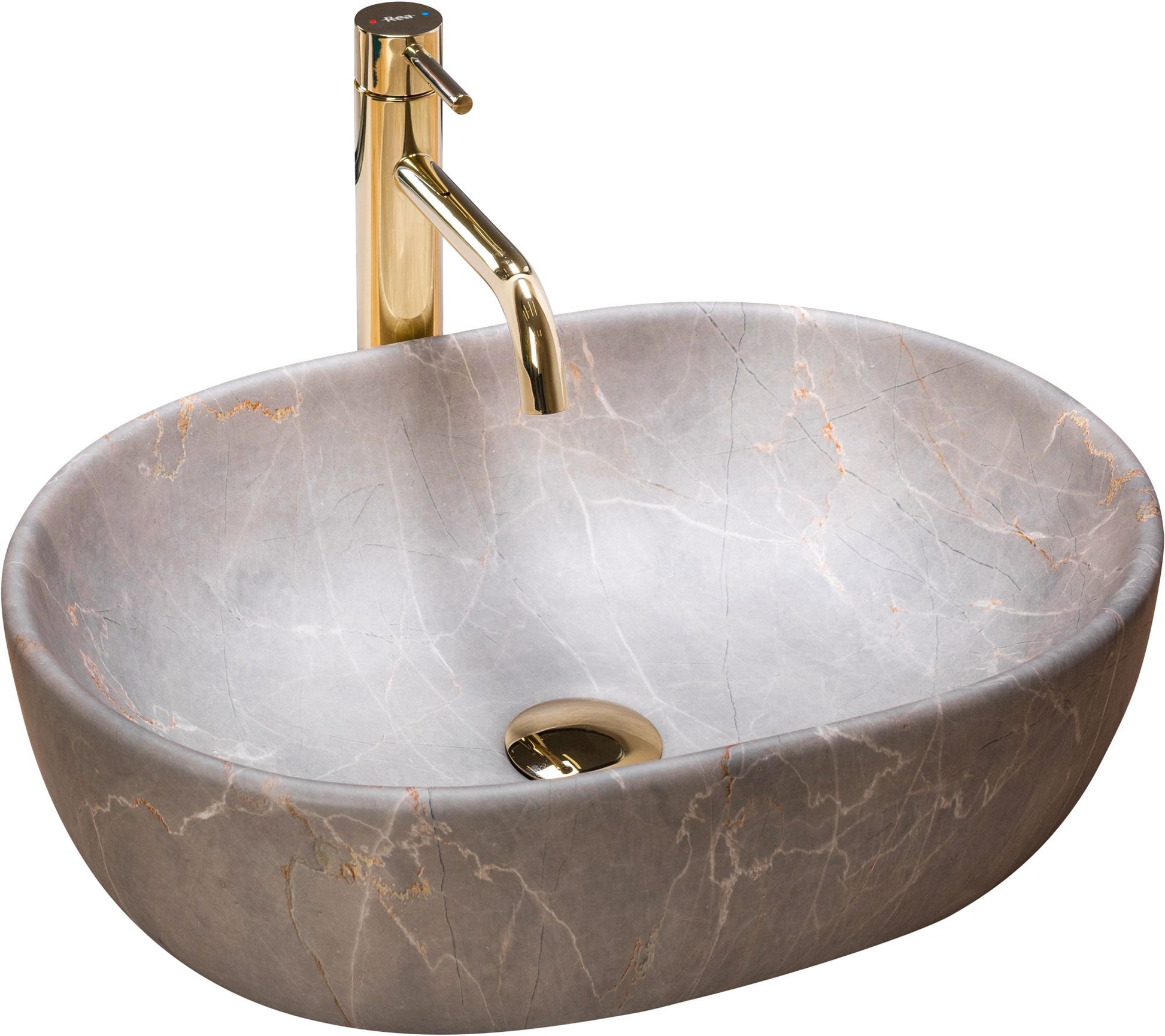 Lavoar blat Rea Lara Beige, 48.5x35cm, ceramica sanitara - MarbelOn