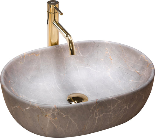Lavoar blat Rea Lara Beige, 48.5x35cm, ceramica sanitara - MarbelOn