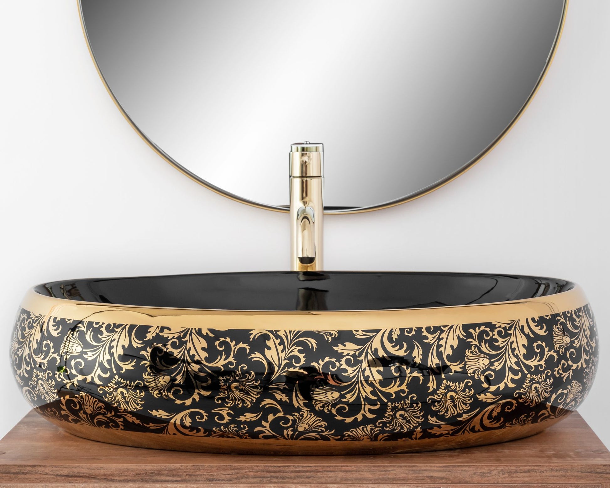 Lavoar blat Rea Meryl Black&Gold, 60x40.5cm, ceramica sanitara - MarbelOn