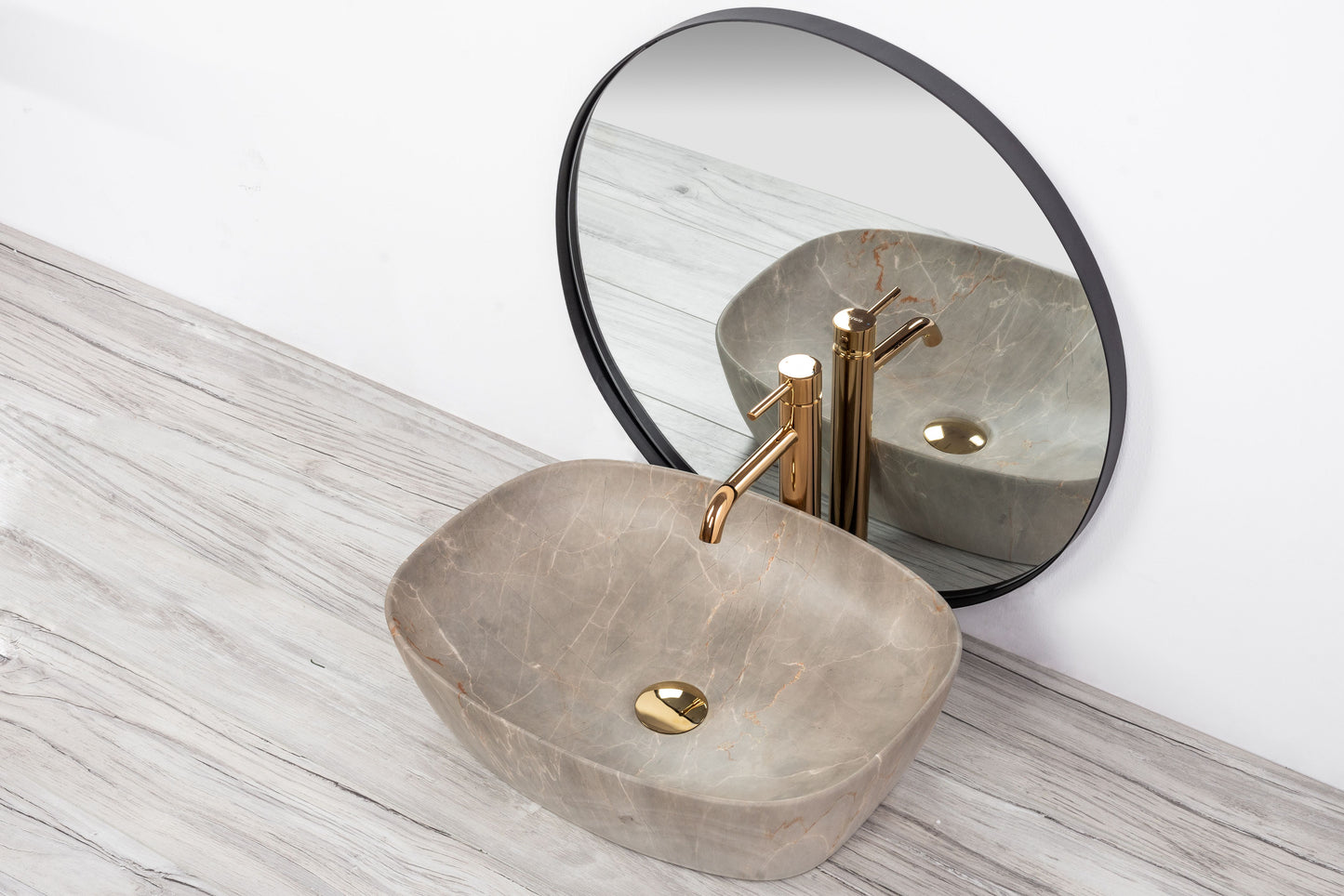 Lavoar blat Rea Freja Beige, 51x39.5cm, ceramica sanitara - MarbelOn
