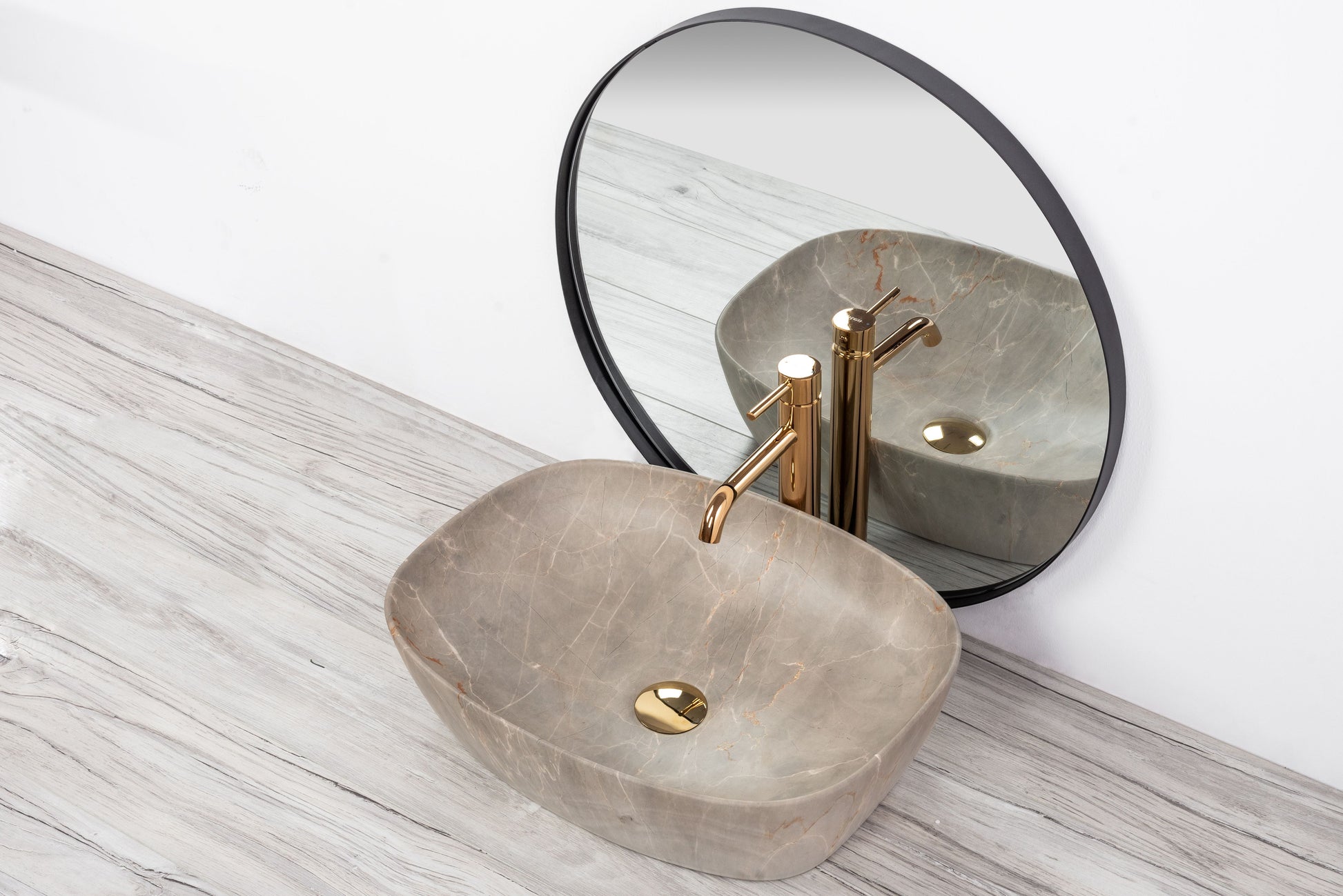 Lavoar blat Rea Freja Beige, 51x39.5cm, ceramica sanitara - MarbelOn