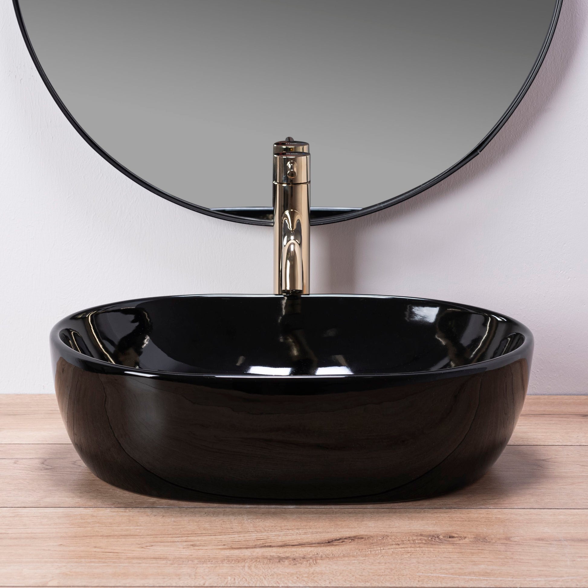 Lavoar blat Rea Amelia Black, 48x34.5cm, ceramica sanitara - MarbelOn