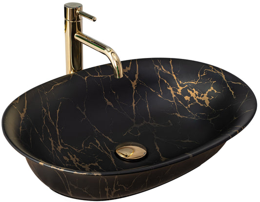 Lavoar blat Rea Roma Marble, 56x40cm, ceramica sanitara - MarbelOn