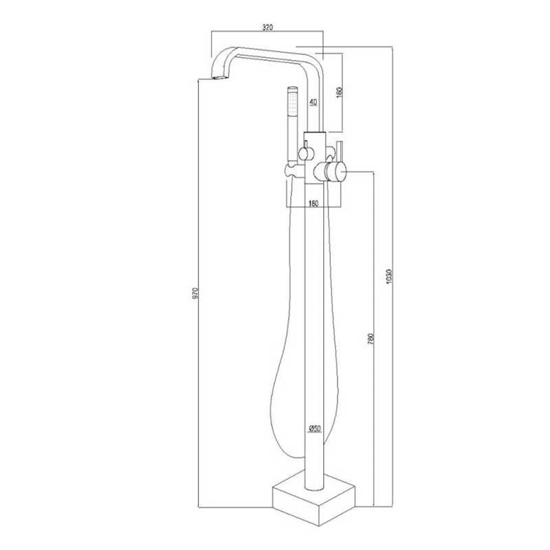 Baterie cada Mbo-2036, freestanding, finisaj crom, alama