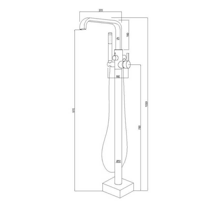 Baterie cada Mbo-2036B, freestanding, finisaj negru mat, alama