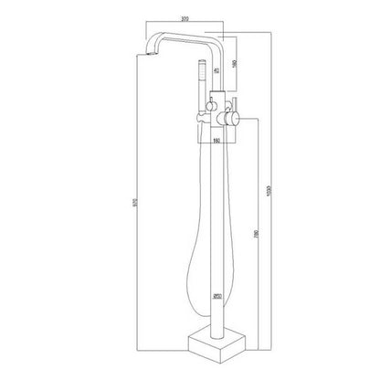 Baterie cada Mbo-2036B, freestanding, finisaj negru mat, alama