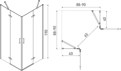 Cabina dus Flow, 90x90cm, finisaj negru mat