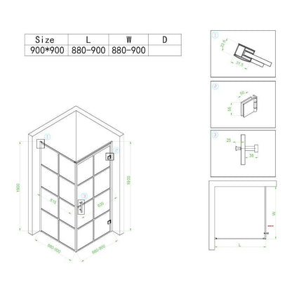 Cabina dus MBO- BS10B, 90x90cm, finisaj negru