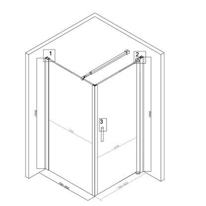 Cabina dus MBO- BS04A , 80x80cm, finisaj negru