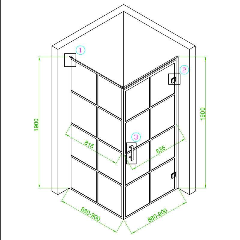 Cabina dus MBO- BS10B, 90x90cm, finisaj negru