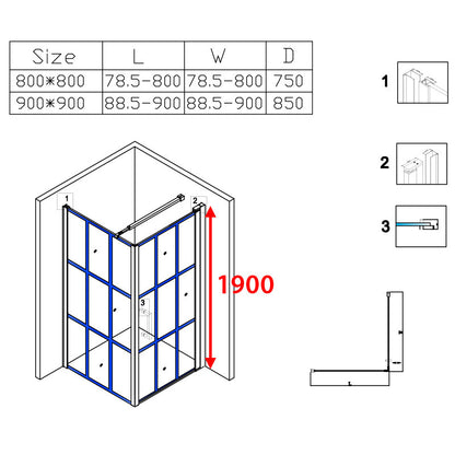 Cabina dus MBO- BS13B, 90x90cm, finisaj negru