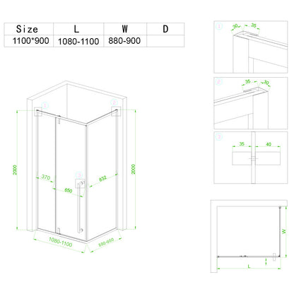 Cabina dus MBO- BS16B , 110x90cm, finisaj negru mat