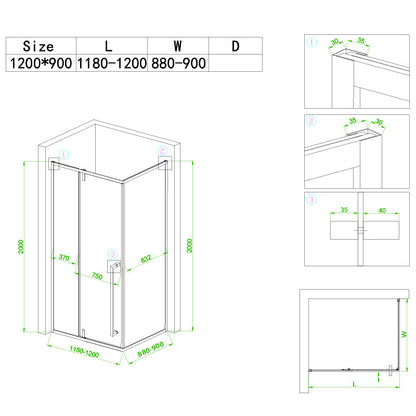 Cabina dus MBO- BS16C , 120x90cm, finisaj negru mat