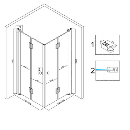 Cabina dus MBO-BS05, finisaj negru