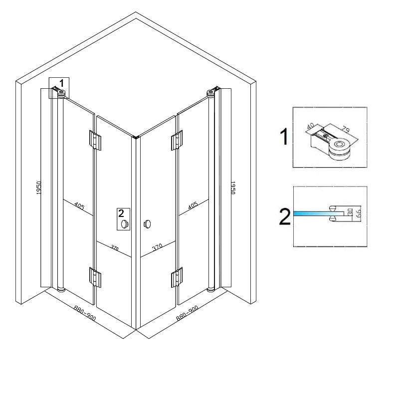 Cabina dus MBO-BS05, finisaj negru