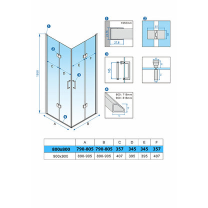 Cabina dus MBO-KZ08B, finisaj crom