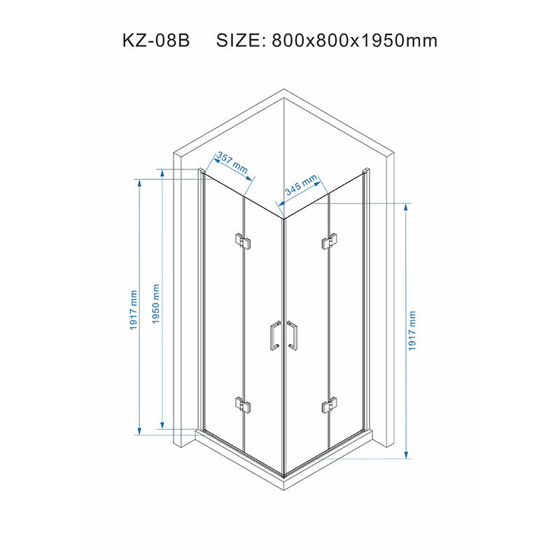 Cabina dus MBO- KZ08B , 80x80cm, finisaj crom