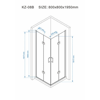 Cabina dus MBO- KZ08B , 80x80cm, finisaj crom