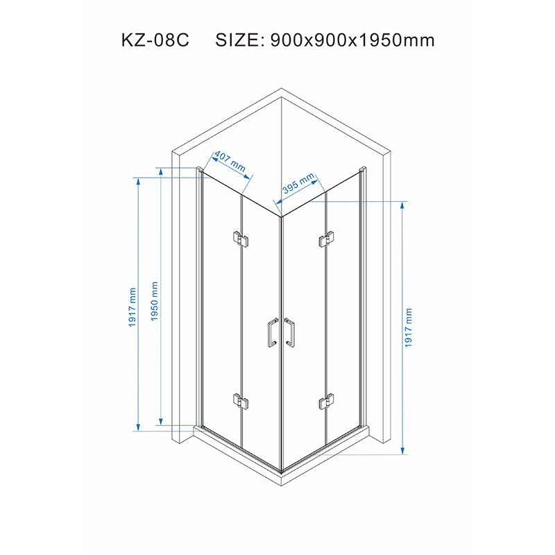 Cabina dus MBO-KZ08C, finisaj negru