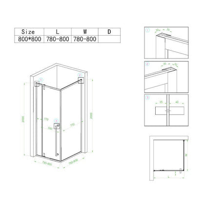 Cabina dus MBO-BS11A, 80x80cm, finisaj negru