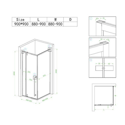 Cabina dus MBO-BS11B, 90x90cm, finisaj negru