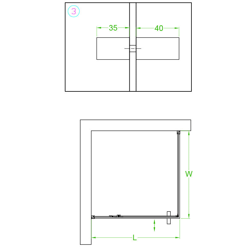Cabina dus MBO-BS11B, 90x90cm, finisaj negru
