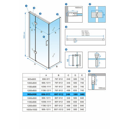 Cabina dus MBO- KZ01C, 90x90cm, finisaj crom