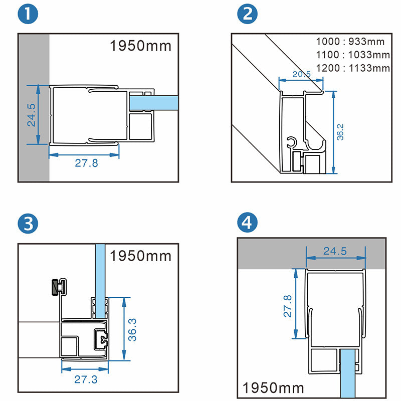 Cabina dus MBO- KZ103A , 100x80cm, finisaj negru mat