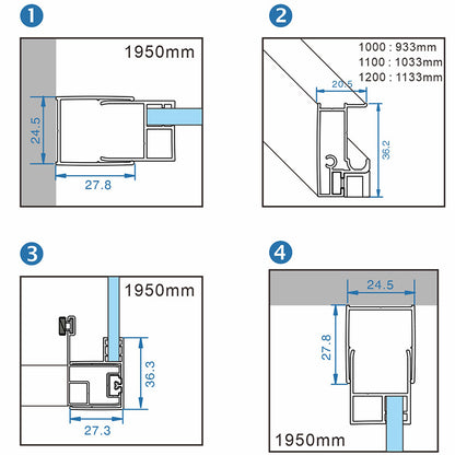 Cabina dus MBO- KZ103A , 100x80cm, finisaj negru mat