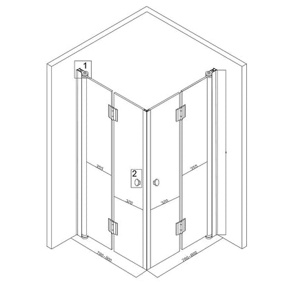 Cabina dus MBO-KZ1290A,80x80cm, finisaj crom