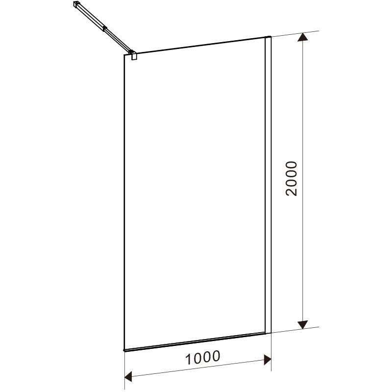 Panou dus Walk-In MBO-SH04D , 100x200cm, sticla securizata 8mm, finisaj negru mat