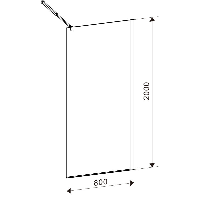 Panou dus Walk-In MBO-SH05B, 80x200cm, sticla securizata 8mm, finisaj negru mat