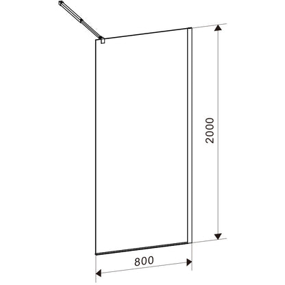 Panou dus Walk-In MBO-SH05B, 80x200cm, sticla securizata 8mm, finisaj negru mat