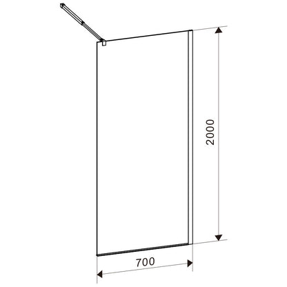 Panou dus Walk-In MBO-SH07A , 70x200cm, sticla securizata 8mm, finisaj negru mat